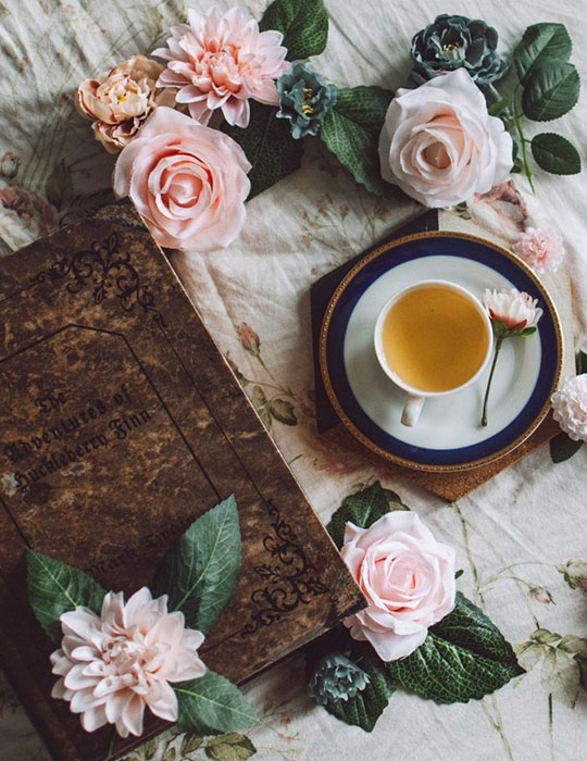 foto té con rosas